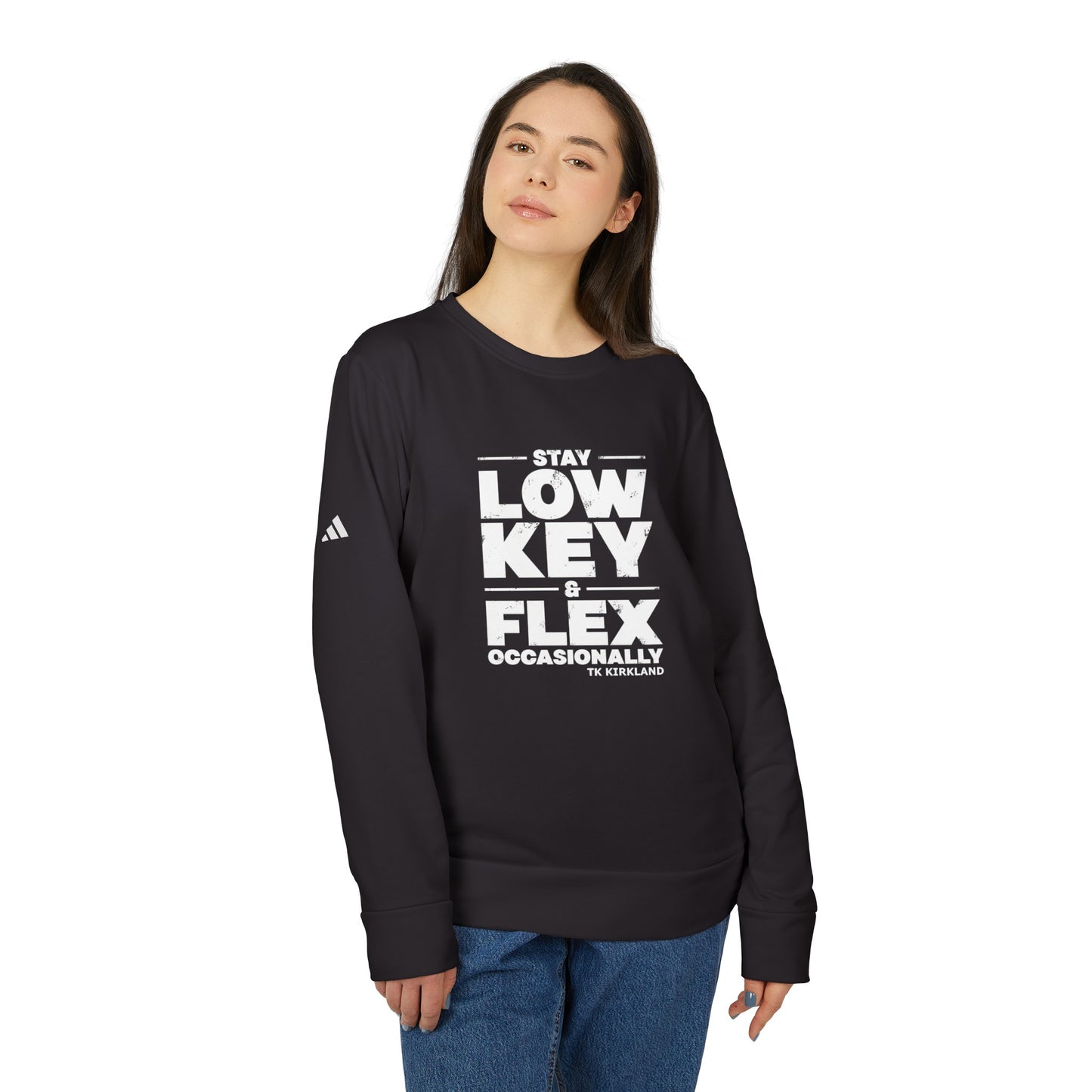 adidas® Unisex Fleece Crewneck Sweatshirt - Stay Low Key and Flex Occassionally