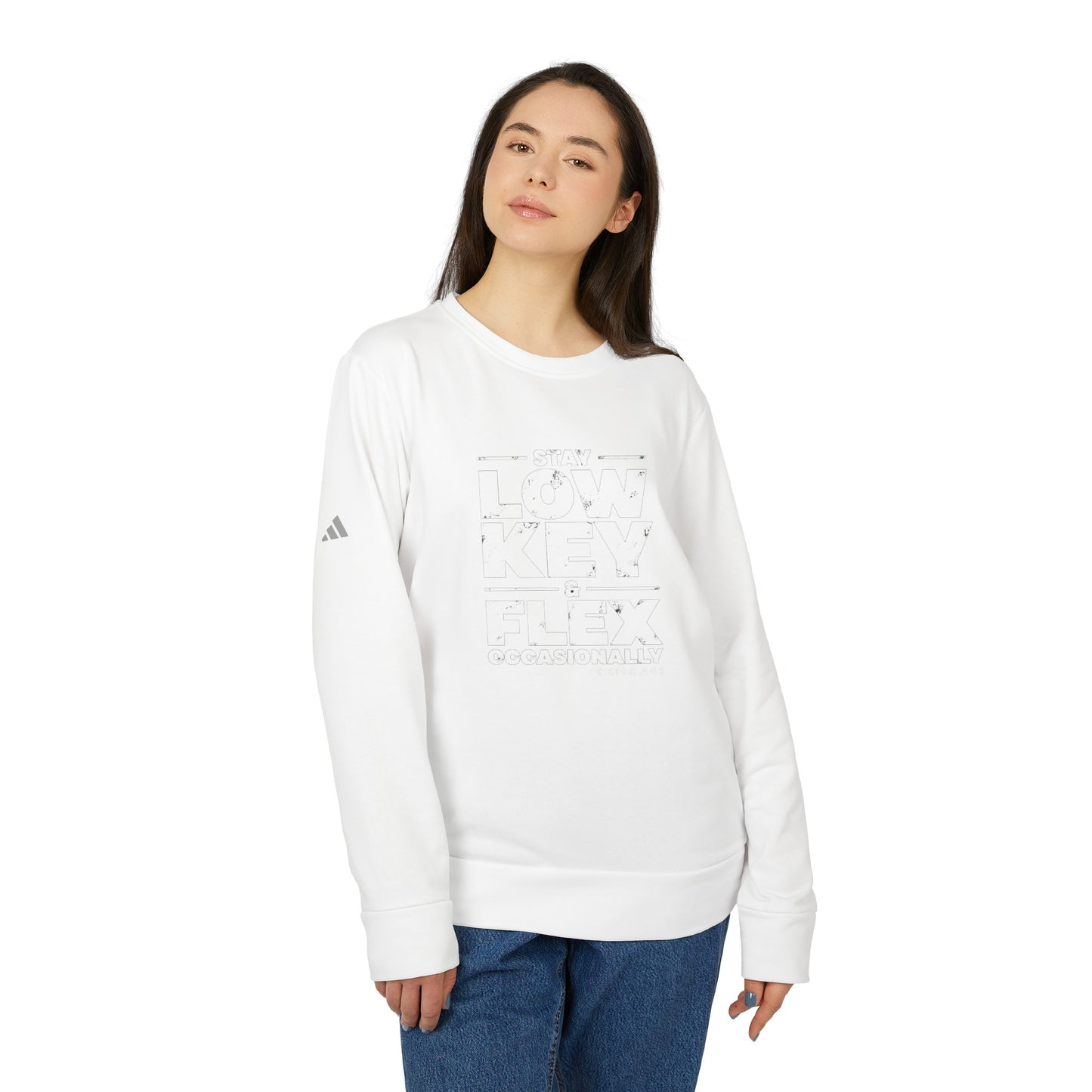 adidas® Unisex Fleece Crewneck Sweatshirt - Stay Low Key and Flex Occassionally