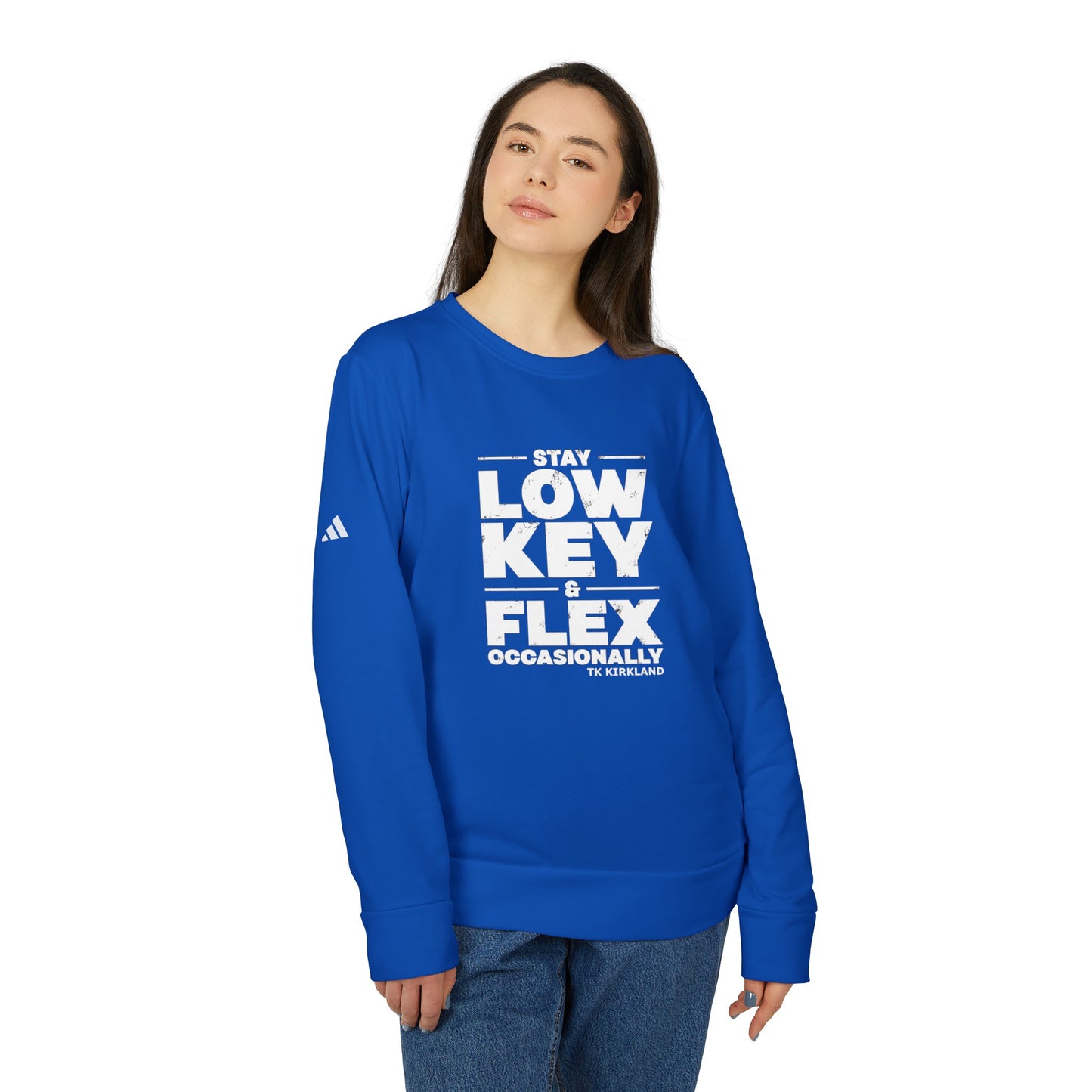 adidas® Unisex Fleece Crewneck Sweatshirt - Stay Low Key and Flex Occassionally
