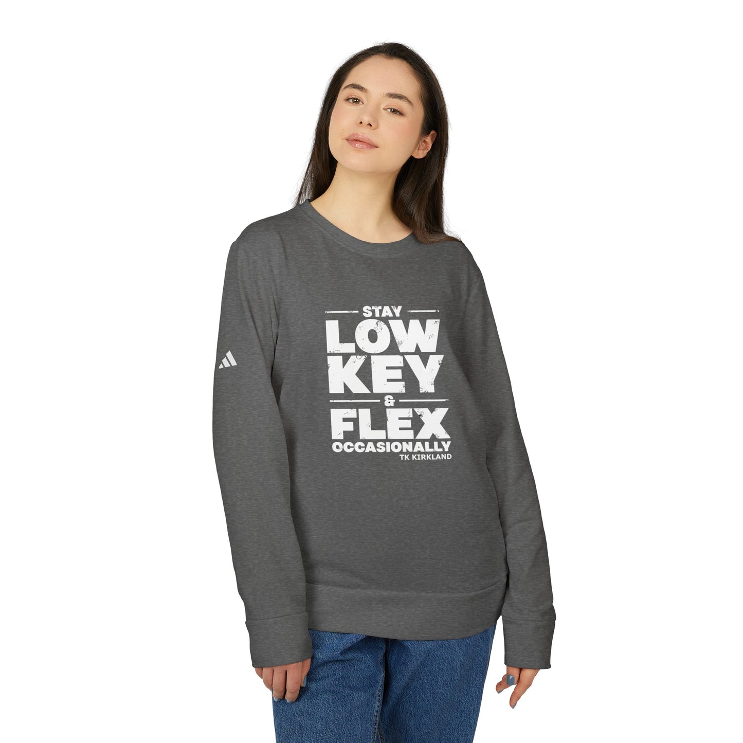 adidas® Unisex Fleece Crewneck Sweatshirt - Stay Low Key and Flex Occassionally