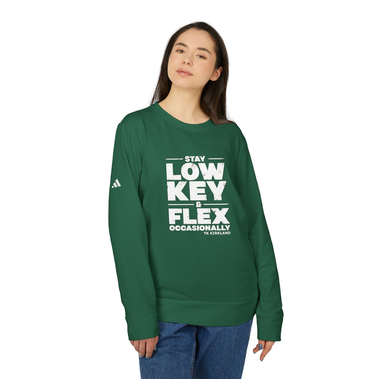adidas® Unisex Fleece Crewneck Sweatshirt - Stay Low Key and Flex Occassionally