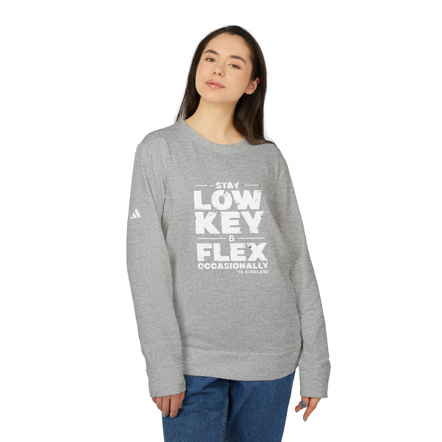 adidas® Unisex Fleece Crewneck Sweatshirt - Stay Low Key and Flex Occassionally