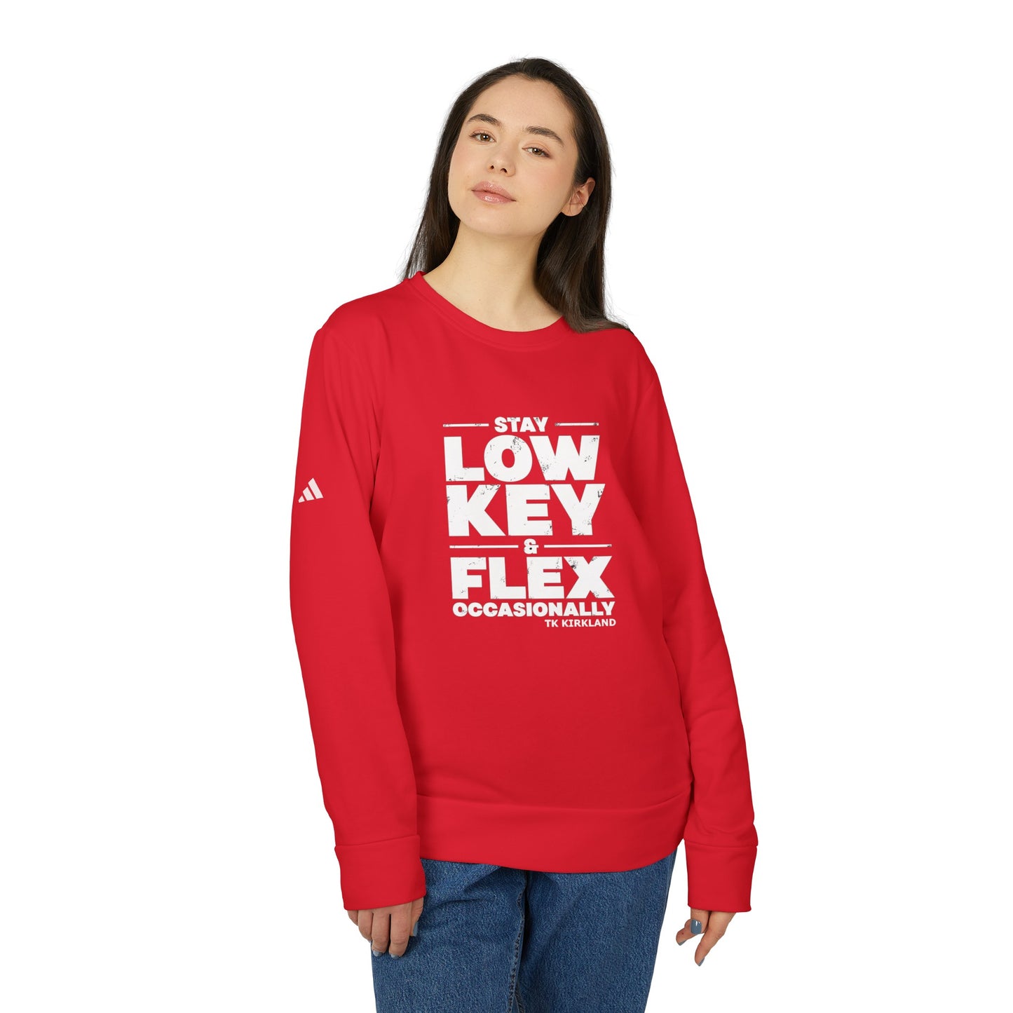 adidas® Unisex Fleece Crewneck Sweatshirt - Stay Low Key and Flex Occassionally