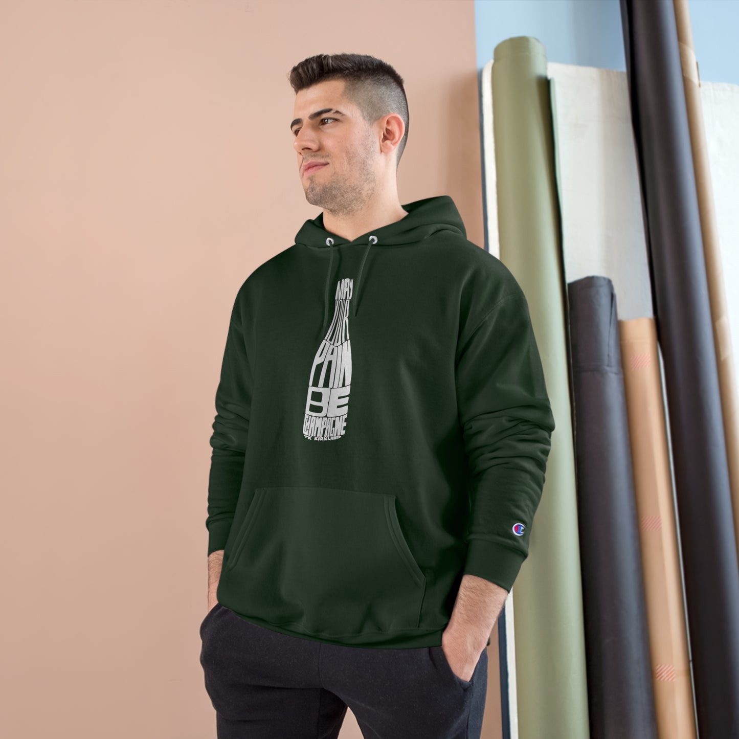 Black - May Your Pain Be Champagne - Champion Hoodie