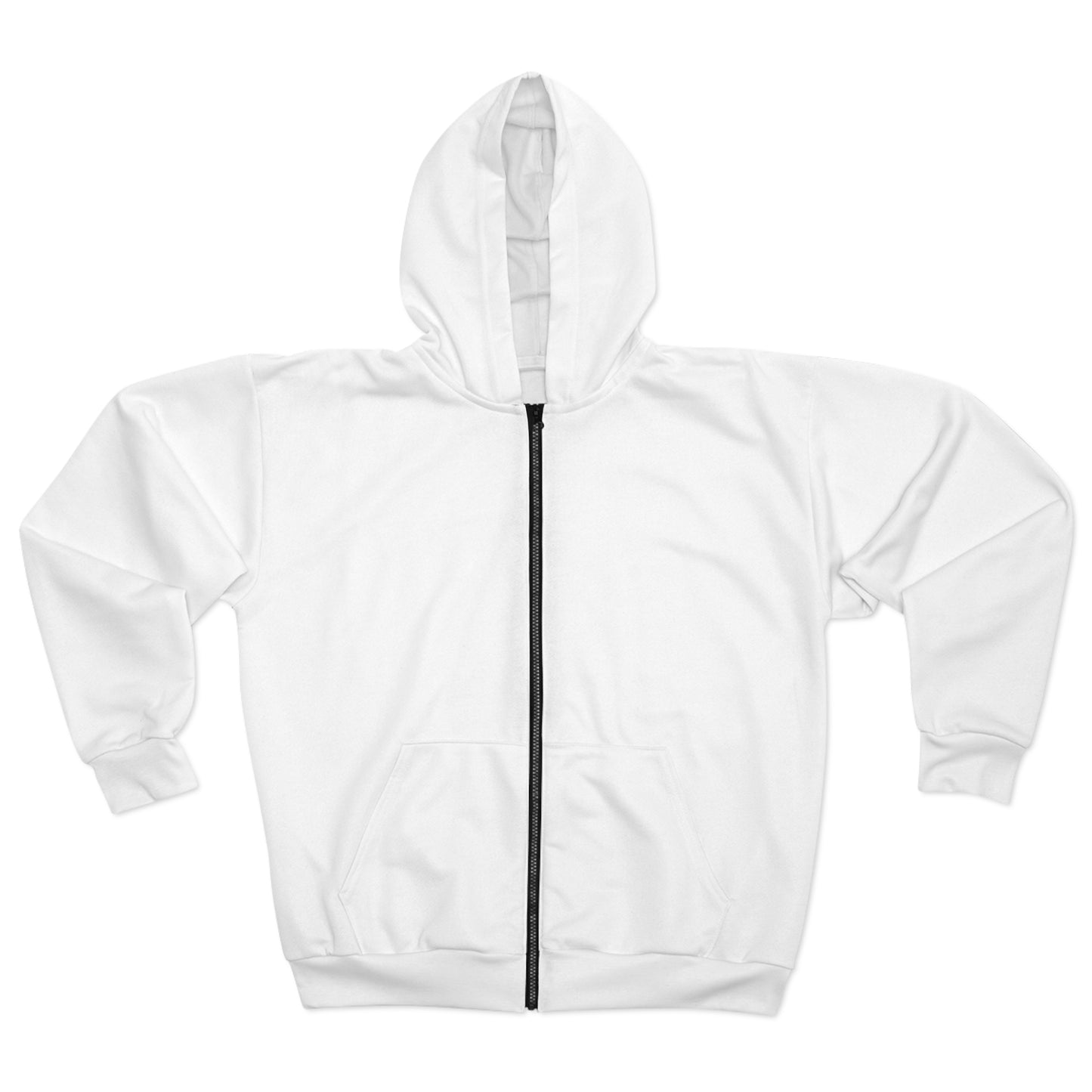 White - Stay Low Key and Flex Occasionally Unisex Zip Hoodie (AOP)