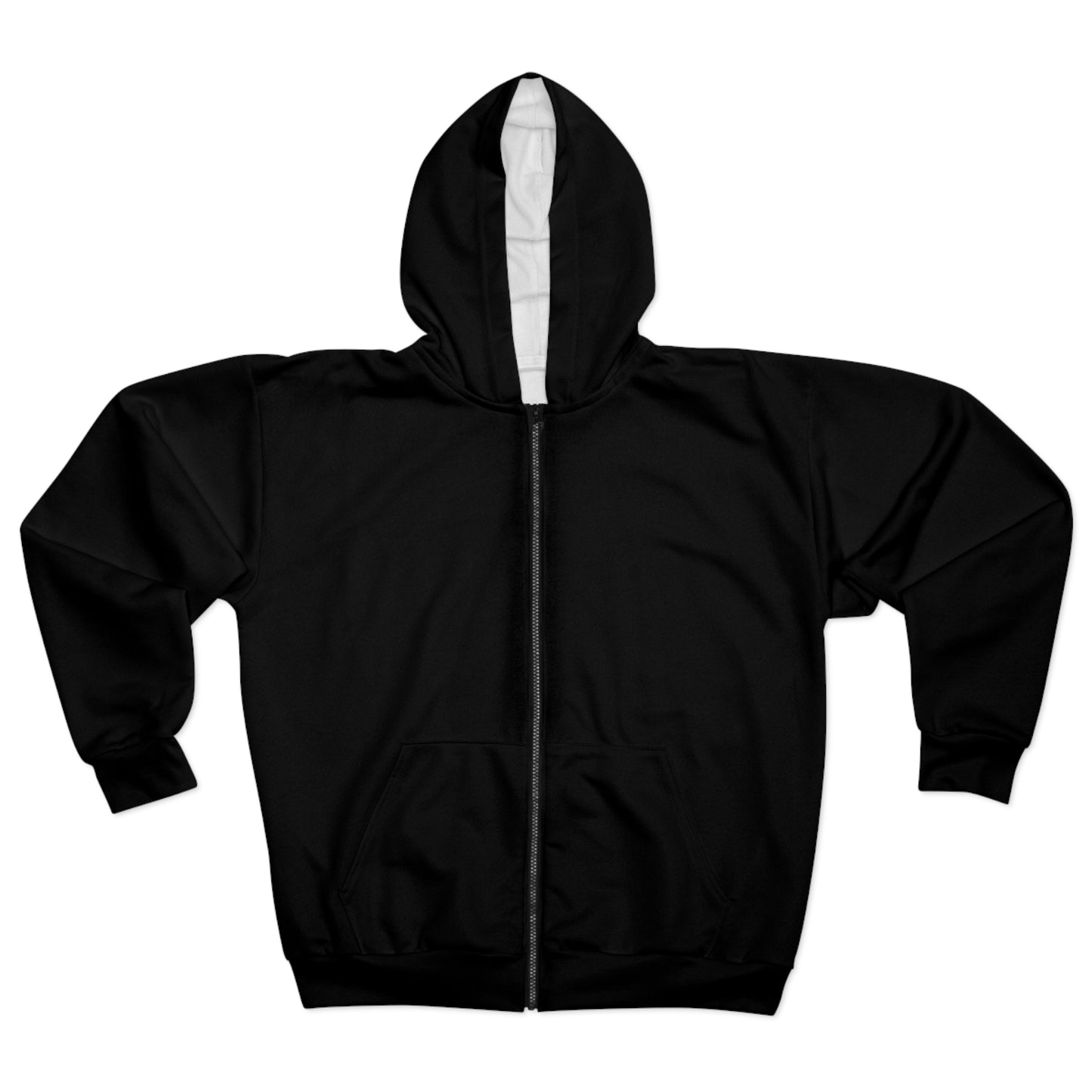 Black - Stay Low Key and Flex Occasionally Unisex Zip Hoodie (AOP)