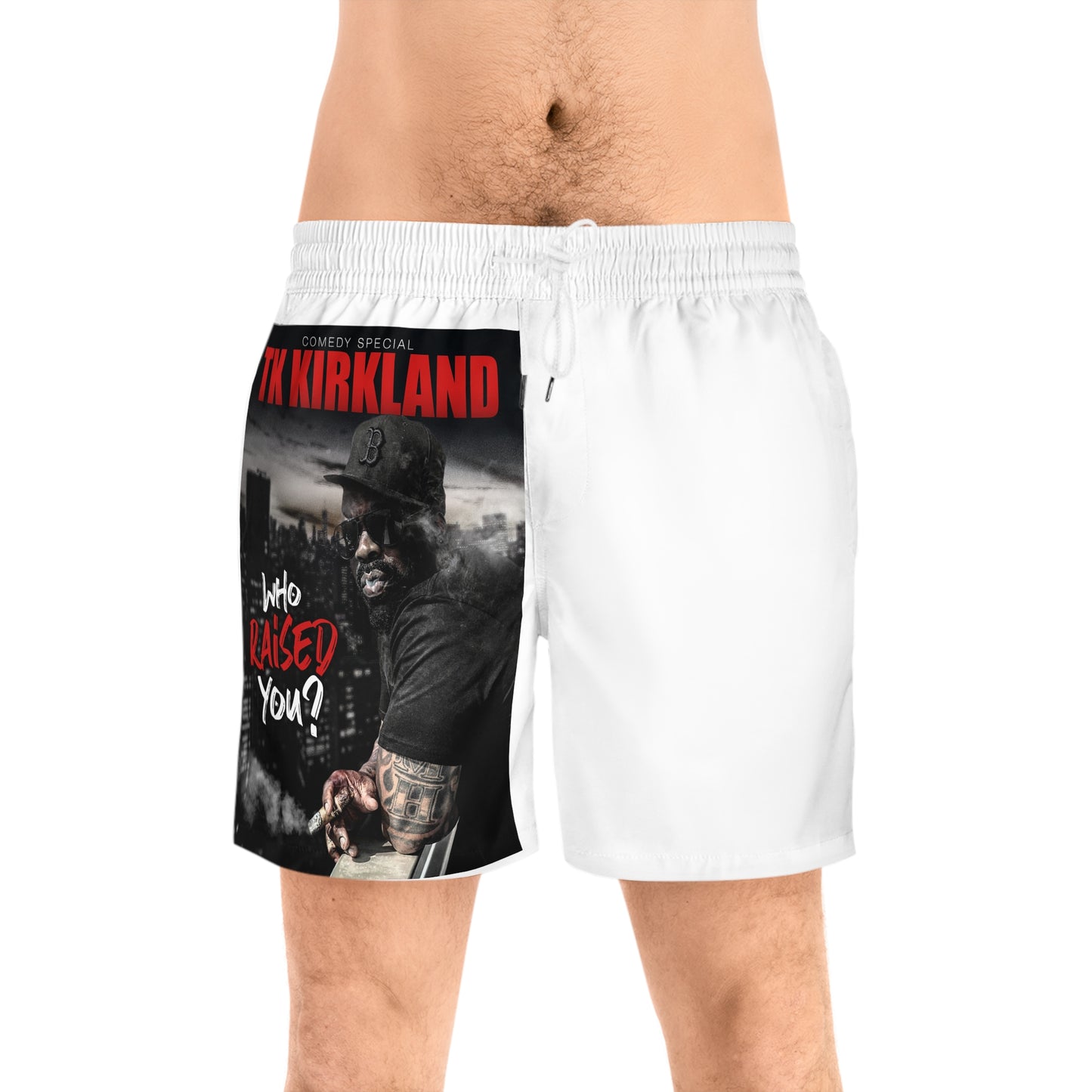 Who Raisd You? Men's Mid-Length Swim Shorts (AOP)