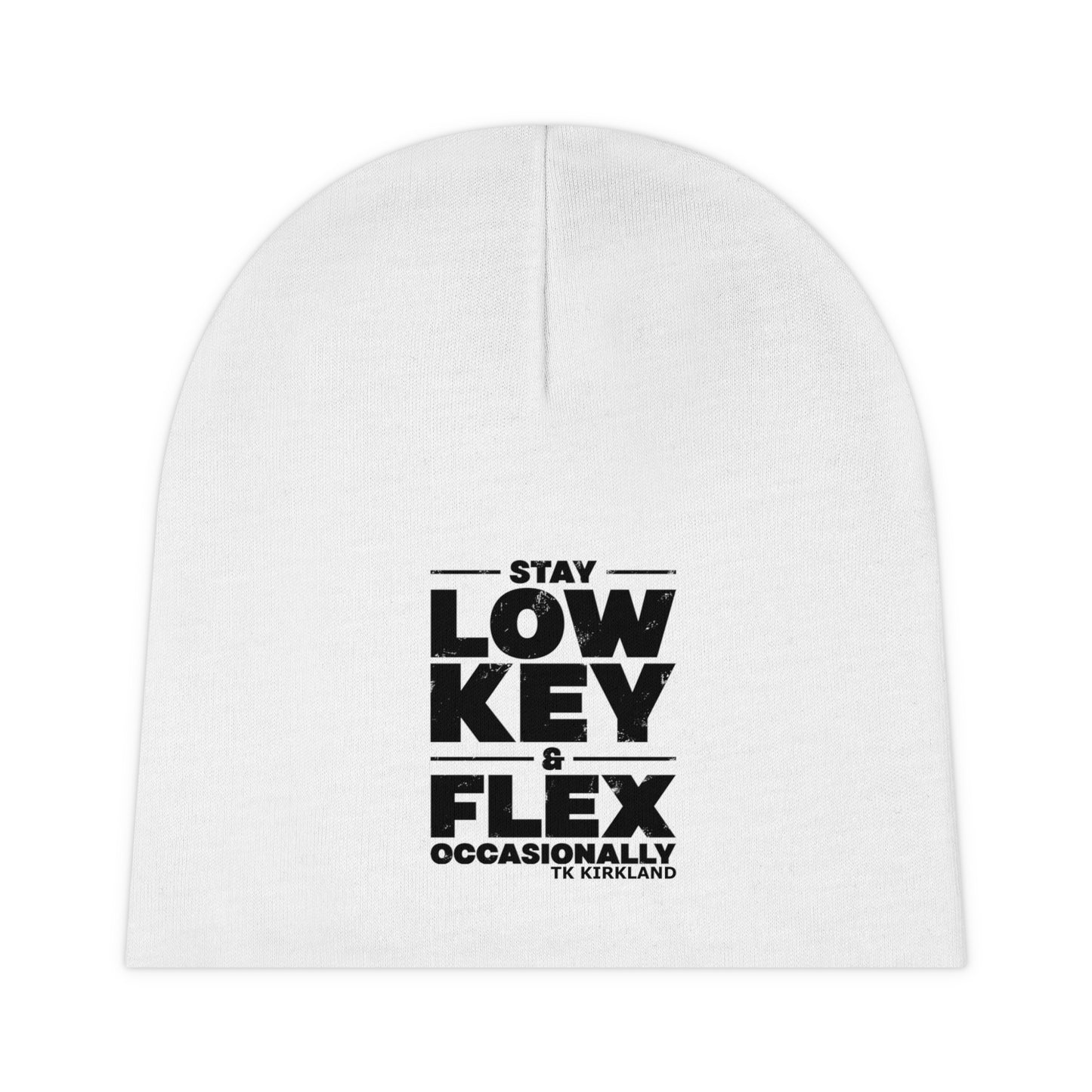 White - Baby Beanie (AOP) - Stay Low Key & Flex Occasionally