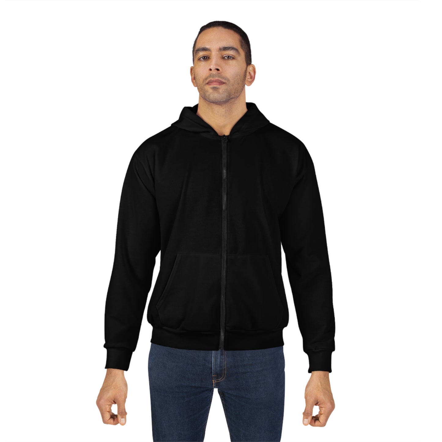 Black - Stay Low Key and Flex Occasionally Unisex Zip Hoodie (AOP)