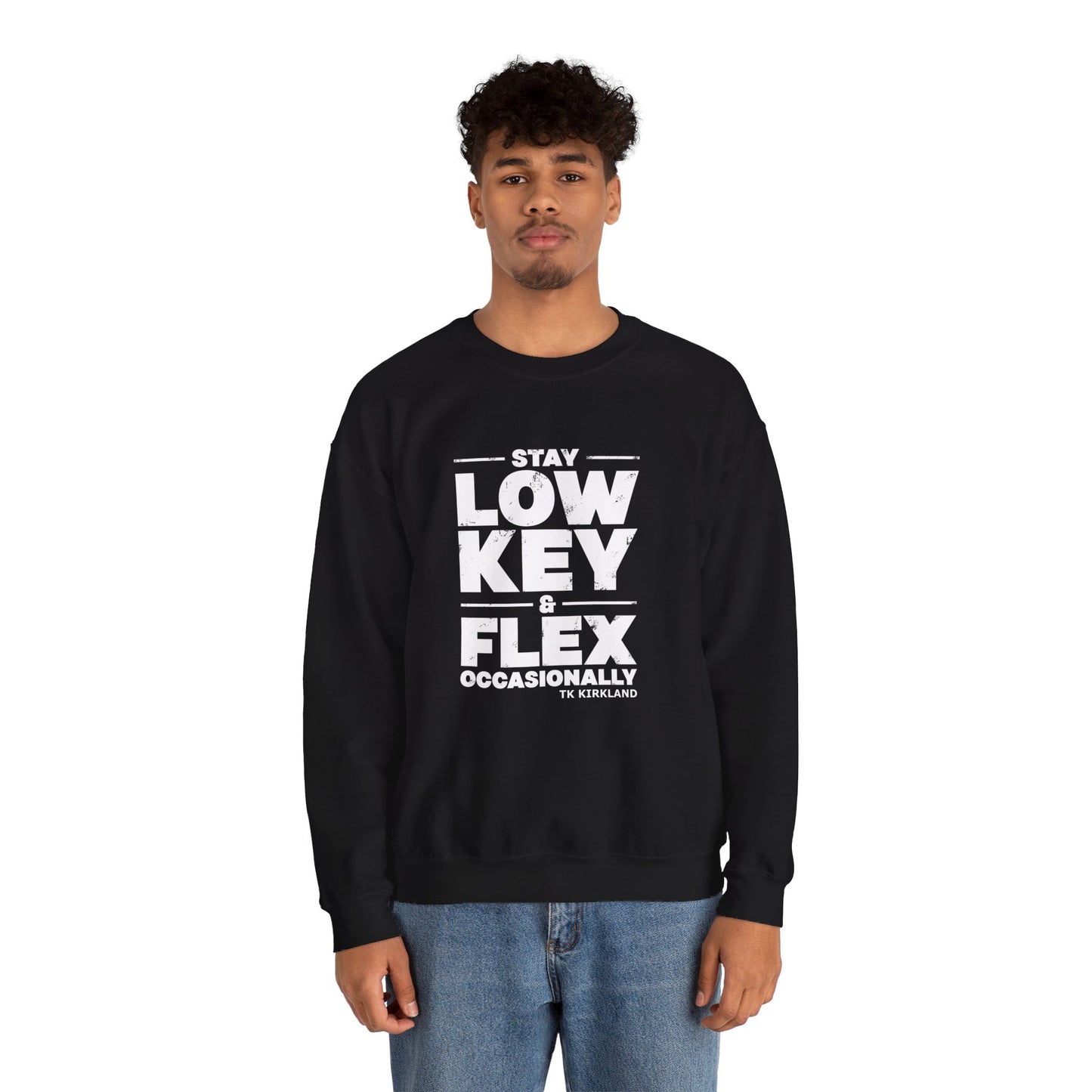 Black -  Stay Low Key & Flex Occasionally - Unisex Heavy Blend™ Crewneck Sweatshirt